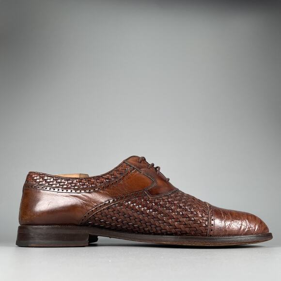 Mezlan Salinas Men\'s Size 9 Brown Croc Woven Leather Oxford Dress Shoes Lace Up main image 8